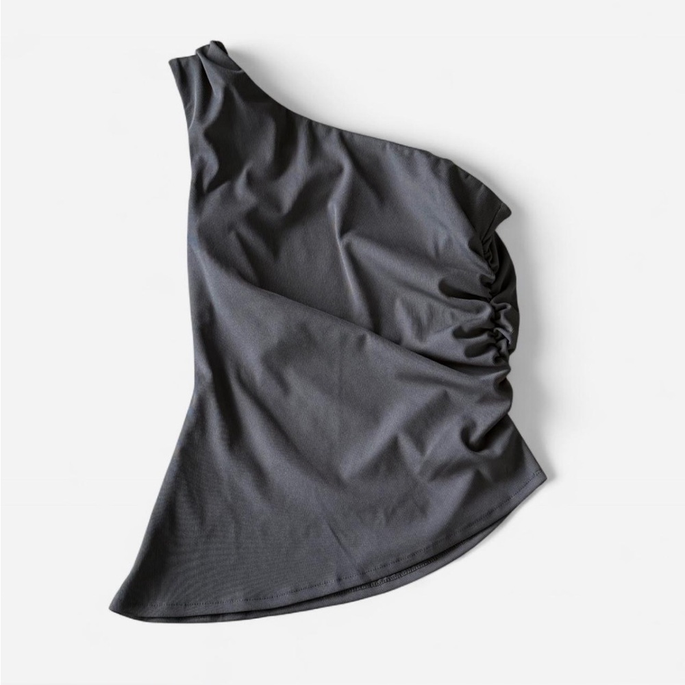 Mango Charcoal One-Shoulder Dress